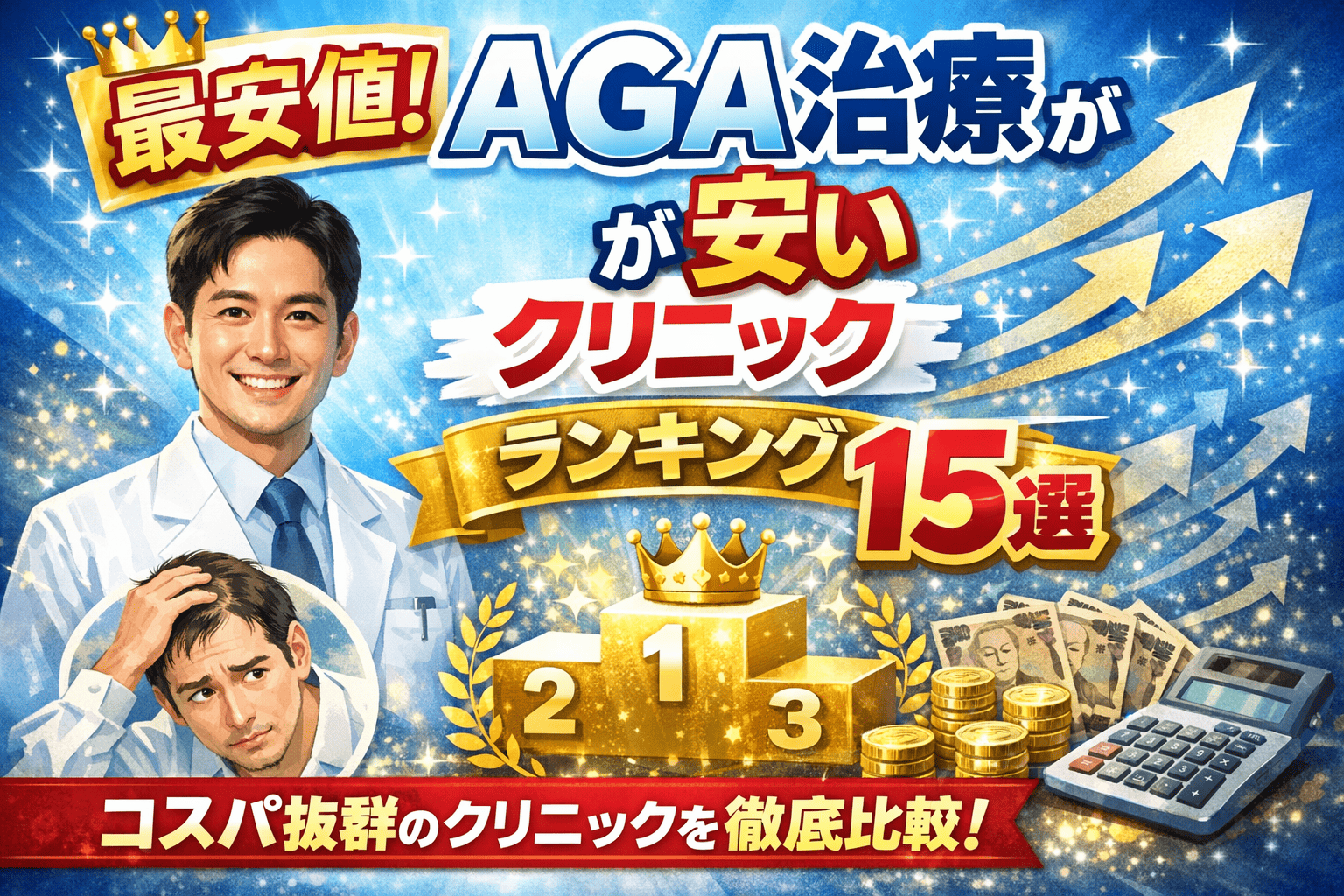 【最安値】AGA治療が安いクリニックランキング15選!オンライン診察が安いおすすめポイント