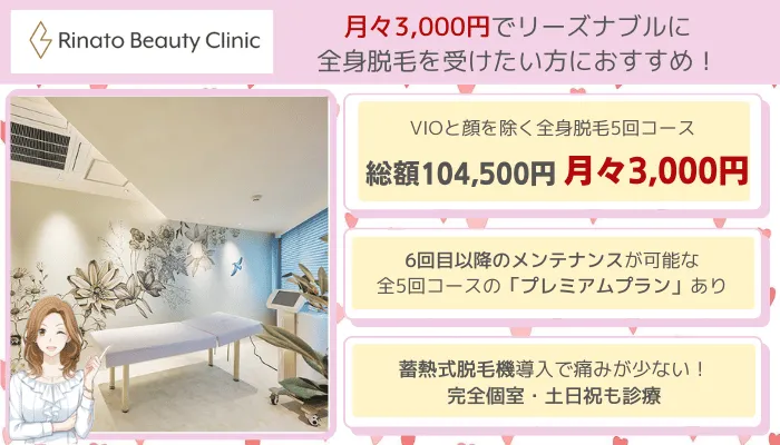 リナートビューティークリニック全身脱毛比較