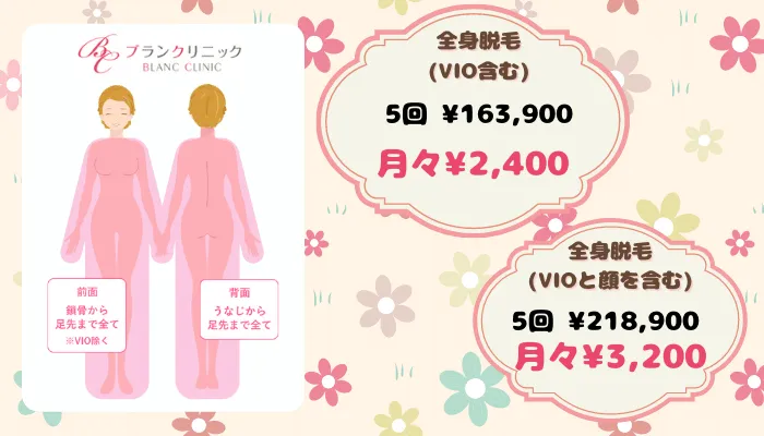 ブランクリニック全身比較料金