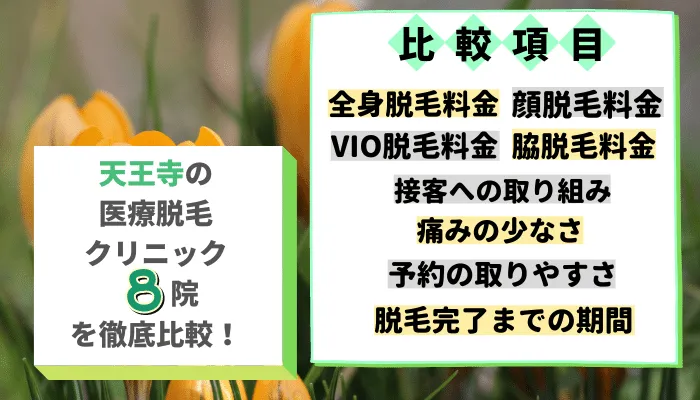 天王寺の医療脱毛クリニック8院を徹底比較！