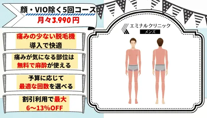メンズエミナル全身脱毛デビュープラン