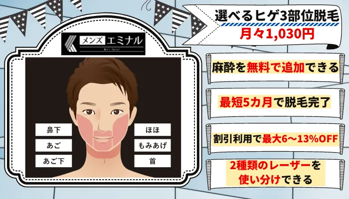 メンズエミナル髭脱毛デビュープラン