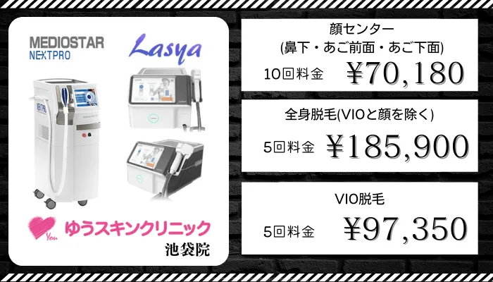 ゆうスキンクリニックメンズ池袋比較料金