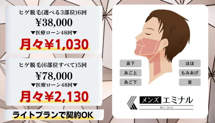 メンズエミナル比較料金ヒゲ