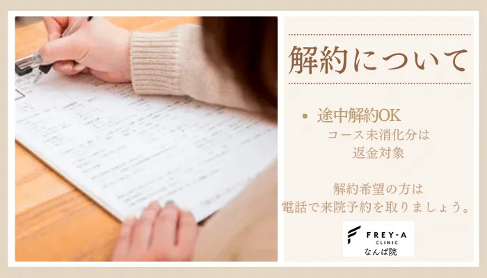 フレイアクリニックなんば院解約方法