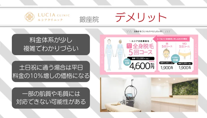 ルシアクリニック銀座デメリット