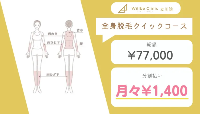 ウィルビークリニック立川全身脱毛クイックコース