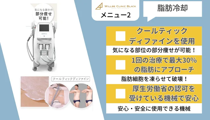 ウィルビークリニックブラック医療痩身メニュー2