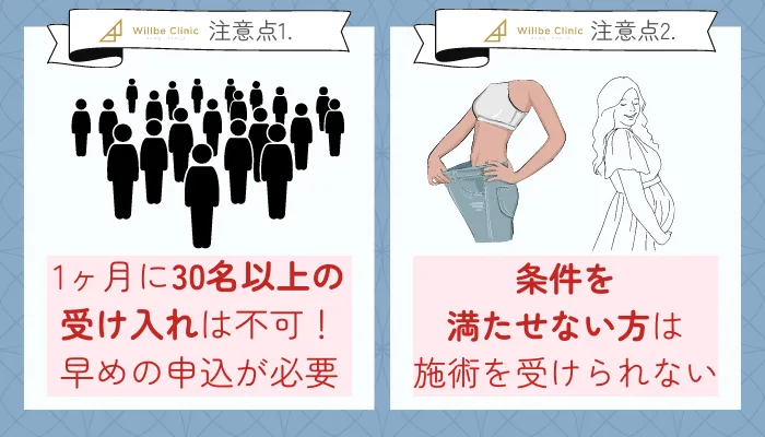 ウィルビークリニック医療ダイエットの注意点