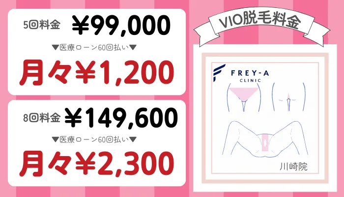 フレイアクリニック川崎VIO脱毛料金