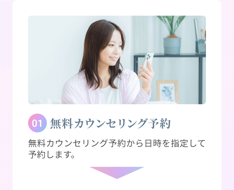 ⓵無料カウンセリング予約 | 無料カウンセリング予約から日時を指定して予約します。