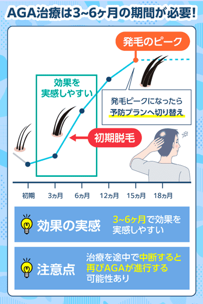 AGA治療の期間を表した折れ線グラフ